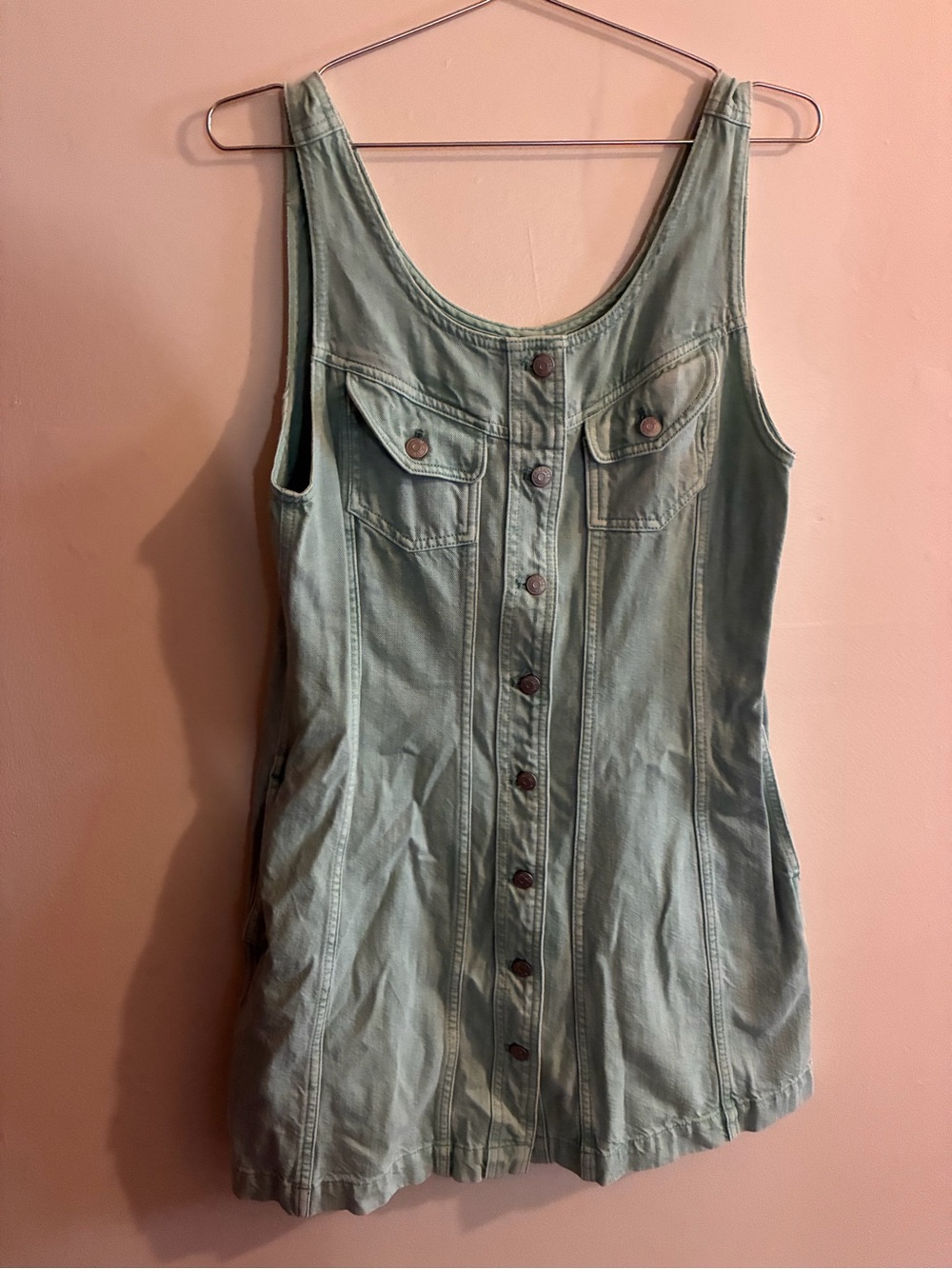 Madewell Mint Green Sleeveless Button-Front Dress